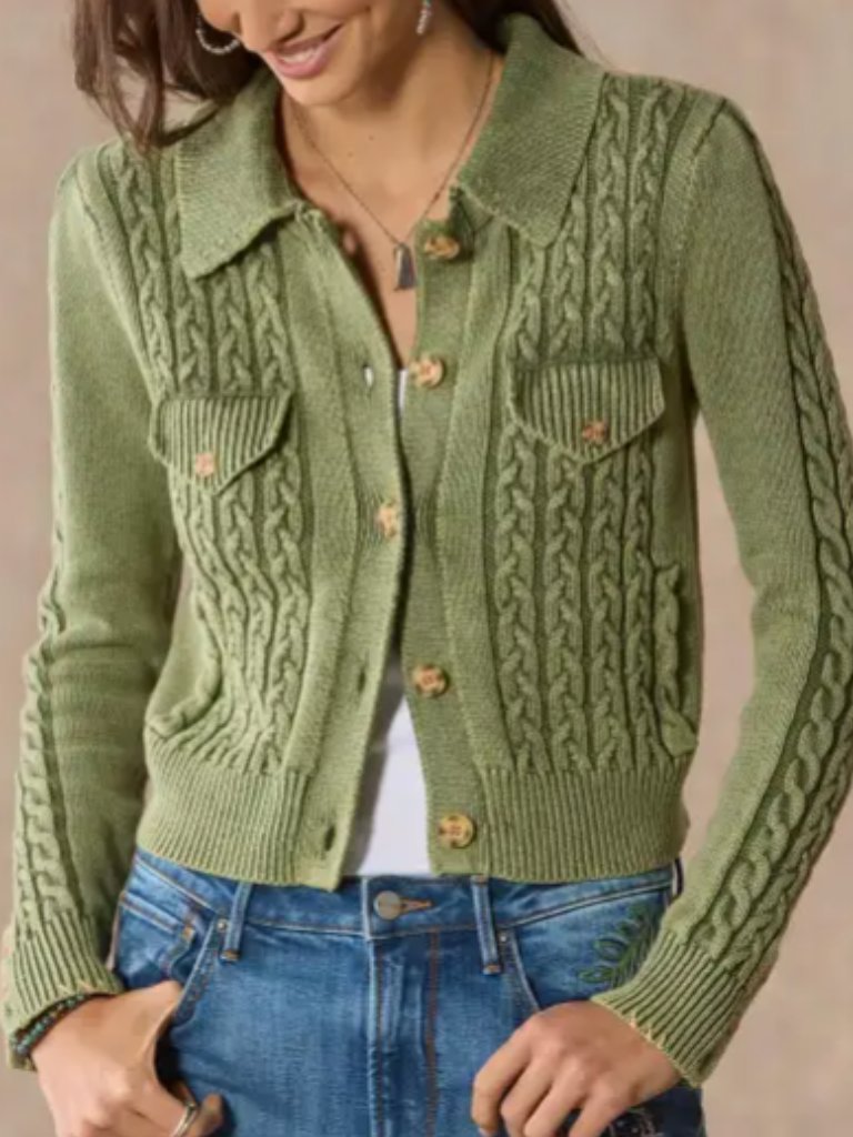Sundance Kantuta Sweater Jacket, Knit, Olive Green - Womens Xs